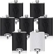 Hushee 7 Pieces Groomsmen Gifts Flask for Men 8 oz Groomsman Proposal Gifts Stainless Steel Tuxedo Groomsmen Flasks 3 Designs Hip Flasks for Liquor for Man Proposal Wedding Bachelor Party Favors