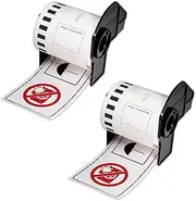 BETCKEY - Black/Red on White Continuous Labels Replace for Brother DK-2251 (2-3/7" x 50'), Use with Brother QL-800, QL-810W, QL-820NWB Printers [2 Rolls]