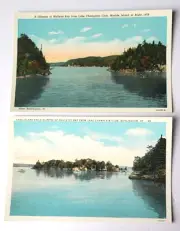 1930 PC VIEWS* MALLETT'S BAY MARBLE ISLAND CAVE ISLAND FR LAKE CHAMPLAIN CLUB VT