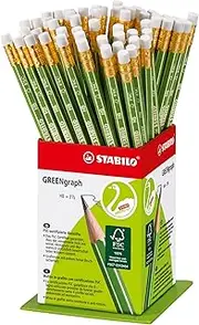 STABILO 0358760 GREENGRAPH PENCIL, HB WITH ERASER MINI DISPLAY
