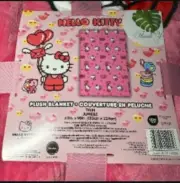 Hello Kitty Pink Hearts & Red Bow 60" x 90" Plush Twin Blanket