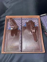 Ted Baker Luggage Tag Set (2PCS) in Gift Box Well Traveled Walnut Brown NEW