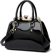 [LJOSEIND] Shiny Patent Leather Handbags Shoulder Bags Fashion Satchel Purses Top Handle Bags for Women