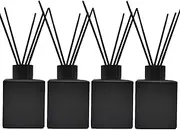4PCS Reed Diffuser Bottle,Empty Matte Black Glass Jar,Fragrance Replacement Container 100ml(4, Square)