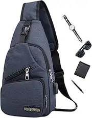 [Generic] Shoulder Bag for Men - Shoulder Bag, Shoulder Bag, Shoulder Backpack for Men, Waterproof Bicycle Shoulder Bag with USB Port, Headphone Jack, Adjustable Strap