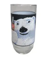 Vintage Coca-Cola Glass Always Cool Polar Bear Drinking Clear Glass Smiling Bear