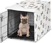 Sweet Jojo Designs 30in. Small/Medium Dog Crate Cover (Bones and Paw Prints) Pet Cage, Kennel Covers (Modern, Cartoon, Doggy, Puppy, Neutral, Paws Print, Whimsical, Brown, Tan, Grey, Taupe and White)