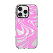iPhone 16 Pro Clear Case MagSafe Compatible Transparent Marble Trippy Wavy Swirl Pink Spiral Warp Twirl 70s Psychedelic Acid Groovy Abstract Pattern