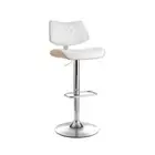 Bar Stools Kitchen Dining Chairs Gas Lift Stool Wooden Leather White Moder 95-WH