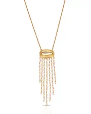 Ettika Mykonos Shell Imitation Pearl Fringe Pendant Necklace, 28