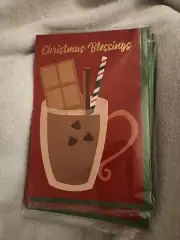 Set Of 9 Merry Christmas Hot Cocoa Blessing Greeting Card Bundle , 005