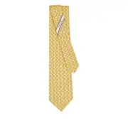 [Ferragamo] Ferragamo Patterned Silk Tie ONE SIZE YELLOW