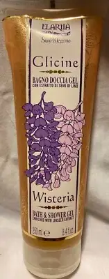 Elariia Wisteria Bath & Shower Gel 8.4 oz San Pellegrino W/ Linseed Extract New