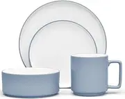 [Noritake] ColorTex Stone Aqua 4-Piece Place Dinnerware Setting in Blue.,