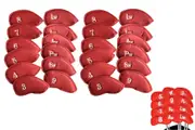 24Pcs Golf Iron Head Covers Set PU Leather Headcover for Callaway Ping Taylormade-Red