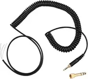 Hakeeta Coiled Audio Cable for Beyerdynamic 770/ 770Pro/ 990/ 990Pro Earphones, Audio Spring Wire Coil Cable with 3.5mm and 6.5mm Plugs - Black