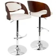 Lumisource Bar Stool 33" Adjustable Height, Cushioned Faux Leather Cherry/White