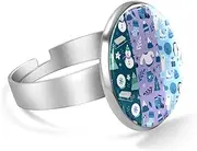 [FVQL] Ring for Women Girls, Winter Pattern Polar Bear and Snowman