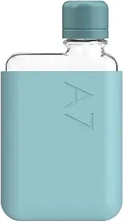 memobottle A7 (Sea Mist) Bundle - 6oz (180ml) - Bottle, silicone sleeve & lid | Compact Flat Bottle for Bags & Pockets | BPA Free Tritan | Modern & Minimalist | For Gym, Work & Travel