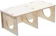 iplusmile Mini Wooden Rabbit House Hideout - Hamster Hut Bunny Guinea Pig House Toys Detachable Playhouse for Indoor Bunnies Chinchilla, Gerbils, Mouse, 21x11cm
