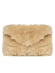 Saint Laurent Puffer Small Pouch in Quilted Shearling and Lambskin