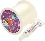 Bead & Jewelry Cord - Strong & Stretchy, Easy to Knot - Clear Color - 0.7mm Diameter - 100-meter (328 ft) Spool - Elastic String for Making Beaded Jewelry – Bonus Hypo Cement Glue