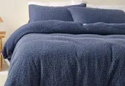 VERNA Blue Quilt Cover Set - Queen