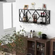 CostwayWall Mounted Wine Rack with Wine Bottle Rack & 6 Rows of Stemware Holder