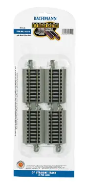 Bachmann 3" Straight Track, 4 pcs, HO Scale
