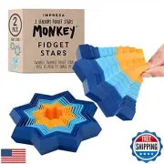 IMPRESA 2-Pack Original Monkey Fidget Star Kid Sensory Toys to Help Calm and