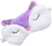 WATIIFUFU 1Pc Plush Eye Mask for Sleeping Lightproof Eye Shade with Fox Pattern for Home Travel and Yoga Comfortable Design for Better Sleep Quality Friends
