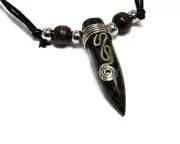 Spiral Wire Wrapped Wooden Bullet Necklace Chonta Point Pendant Handmade Jewelry