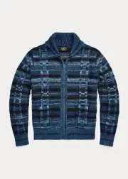 RRL Double RL Ralph Lauren Indigo Cotton-Blend Full-Zip Cardigan in Small