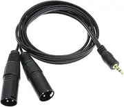 EMSea 3.5mm to Dual Male 3 Pin XLR Cable 1.5m Gold Plated Interconnect Audio Microphone Cable for Mixer Microphone Audio