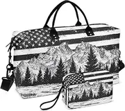 [YXYZRMY] Landscape American Flag Travel Duffel Bag Gym Bag Sports Tote Bag with Multiple Interior Pockets Shoulder Weekender Bag for Women Men with Toiletry Bag 20.5”x 7.9”x 13.8”, Multi-Colored, one