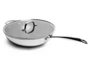 Lexi Home Tri-Ply 5 Qt Wok Stainless Steel Diamond Non-Stick w/ Glass Lid Quart