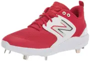 New Balance Men's Fresh Foam X 3000 V6 Metal Baseball Shoe, Red/White, 16 16