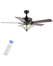 JONATHAN Y Moravia 52in 5-Light Rustic Star Shade LED Ceiling Fan With Remote