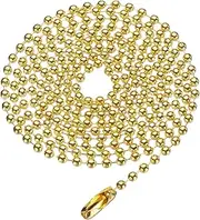 [uxcell] Stainless Steel Ball Chain 2.4mm 39.4" Length Round Bead Necklace Dog Tag Pull Chains with Connectors Clasps for Men Women Jewelry Making Bracelets Keychain, Gold