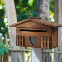 在飛比找樂天市場購物網優惠-戶外木製郵筒信箱可上鎖壁掛式信箱安全信箱