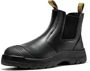 [ROCKROOSTER] Work Boots for Men, 6" Soft Toe, Slip On Safety Oiled Leather Shoes, Static Dissipative, Breathable, Quick Dry AK227NT