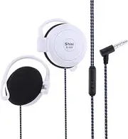 zolyet SHINI S520 3.5mm Wired Headset Ear Hook Headsets Stereo Game Sports Headphone with Mic for Phone White