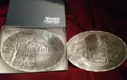 Set 2 Wendell August Forge Amish School w/Children Play & The Old Covered Bridge
