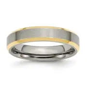 Titanium Brushed Yellow IP-plated 5mm Beveled Edge Band