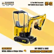1.2 Ton HT-12 Mini Excavator, KUBOTA 14HP Diesel Engine, HIGHTOP