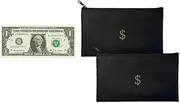 [KISKIB] Cash/Money Pouch/Bag 2 Pack. Waterproof, 7.7 in x 4.5 in, Perfect Size, Travel Pouch/Bag with Cash Icon/Symbol/Dollar/$ Sign. Cash Organizer. Junk Drawer Organizer. Pencil Pouch with Dollar Sign
