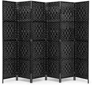 ZUNI Room Divider, 6 Panel Folding Wooden Privacy Screens, Tall Fabric Divider for Room Separation, 1.7Mx2.4M Partition Room Dividers Freestanding for Living Room, Bedroom, Office, Black