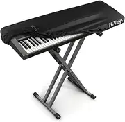 76 Key Keyboard Dust Cover - Stretchable Fabric Protector for Digital Piano & Electronic Keyboards (Black) - Universal Fit with Storage Bag