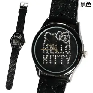 【TDL】HELLO KITTY凱蒂貓施華洛世奇鑽手錶情侶對錶情人禮物 R1111-01(平輸品)