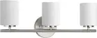 Replay Collection 3-Light Etched White Glass Modern Bath Vanity Light Brushed Ni